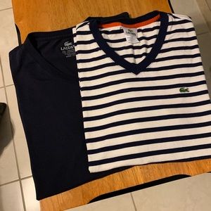 Lacoste size 5 V-neck short sleeve navy blue